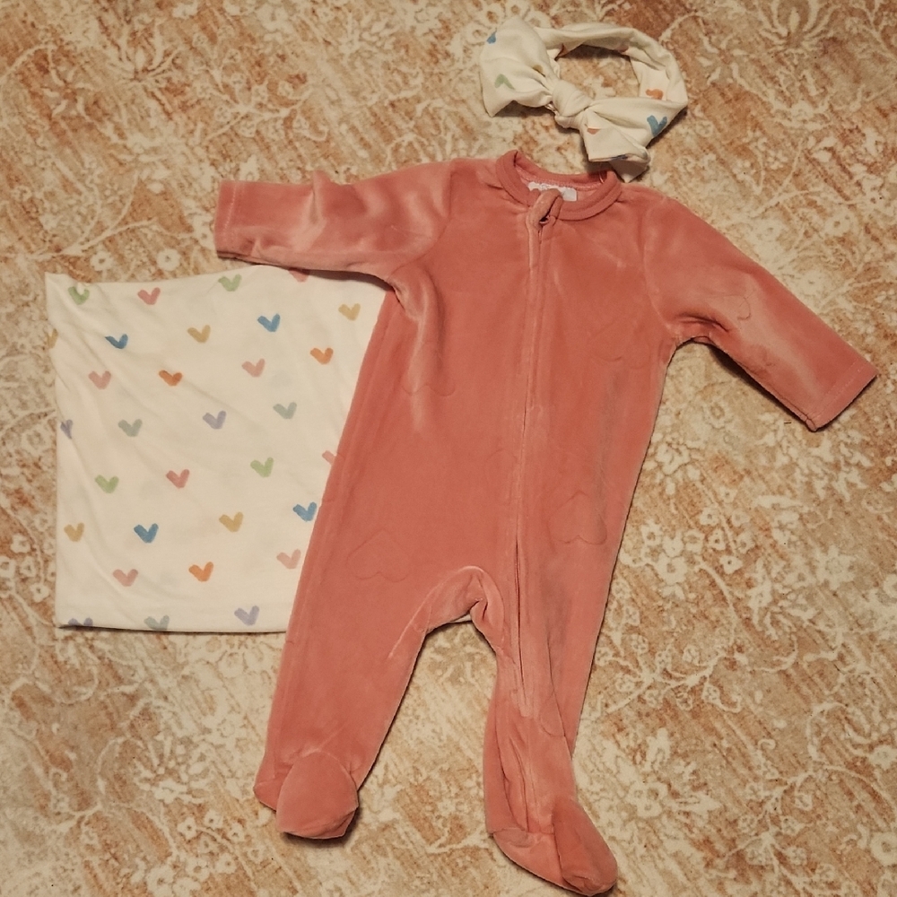 Sterling Baby One Piece with Swaddle Blanket And Headband